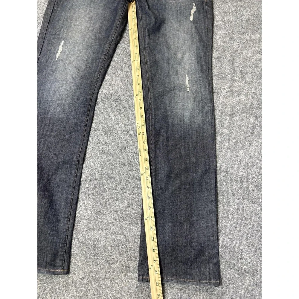 GUESS Jeans Mens 31x33 Blue Straight Regular Fit Distressed Denim Casual